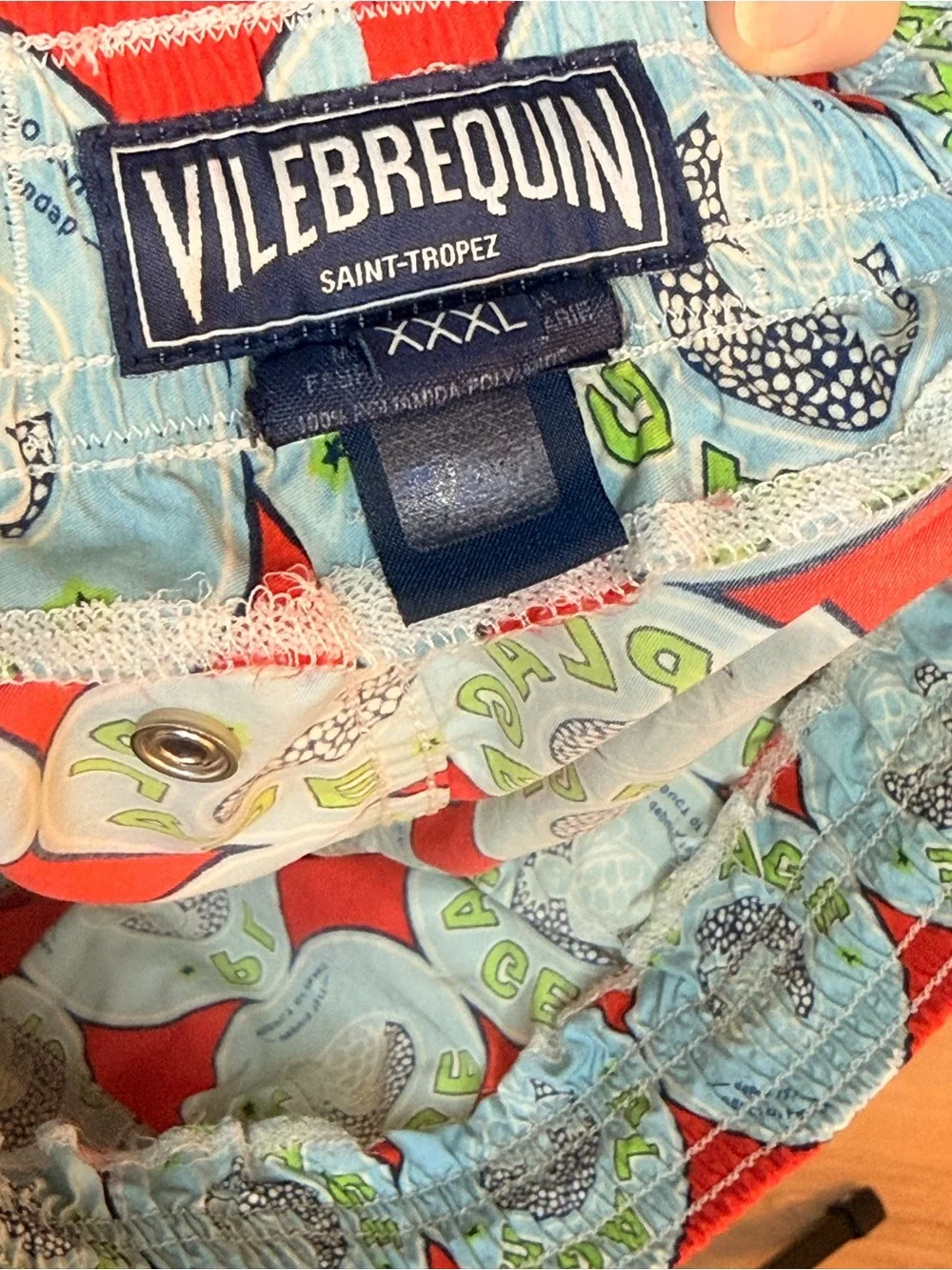 Vilebrequin Red & Light Blue Printed Swim Shorts